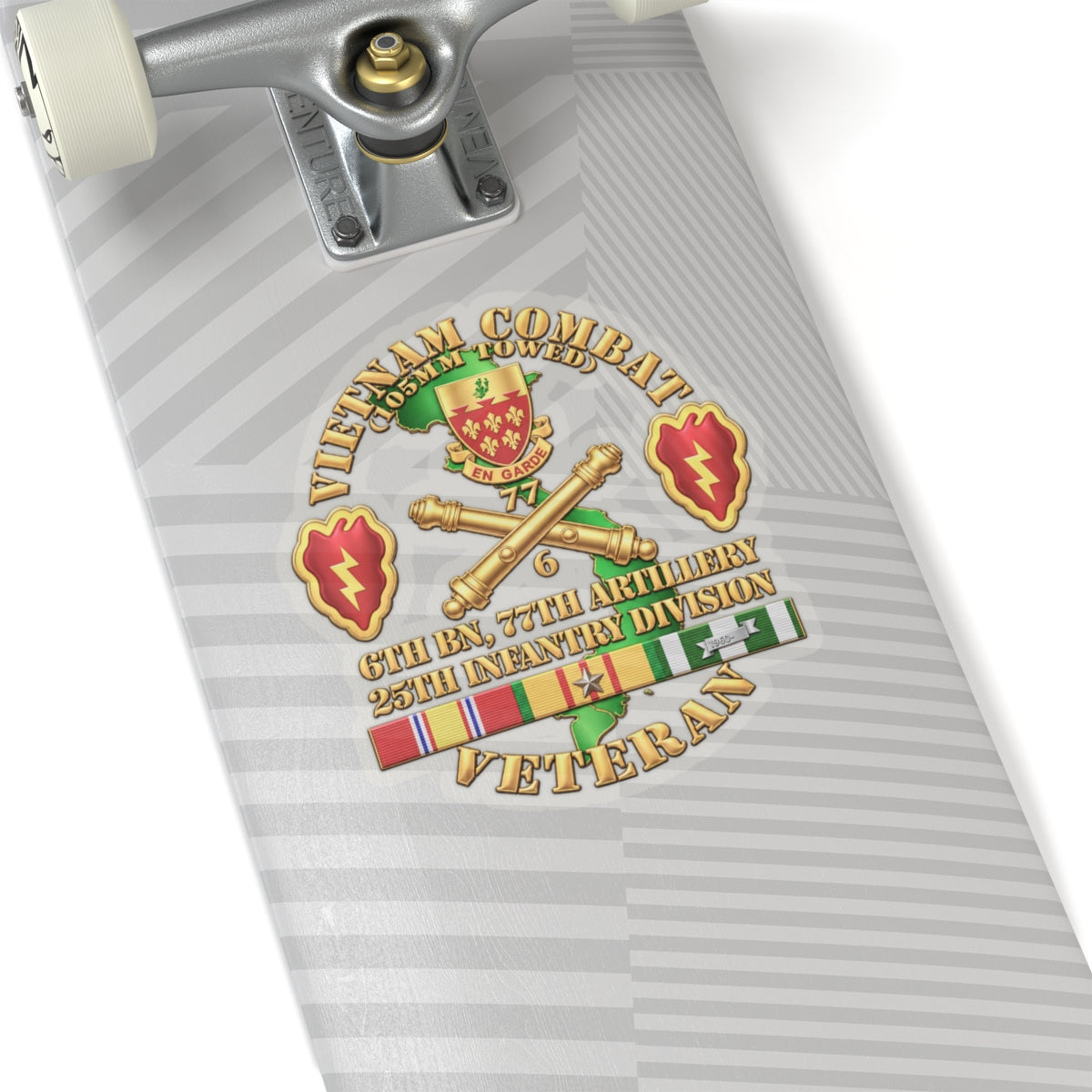 Kiss-Cut Stickers - Army - Vietnam Combat Veteran w 6th Bn 77th Artillery DUI -25th Infantry Div - 3D - Transparent