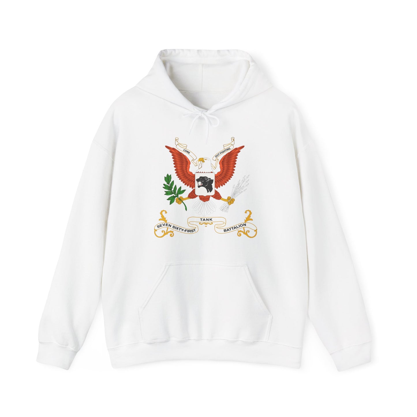 Unisex Heavy Blend Hooded Sweatshirt - Army - Regimental Colors - 761st Tank Battalion - Come Out Fighting