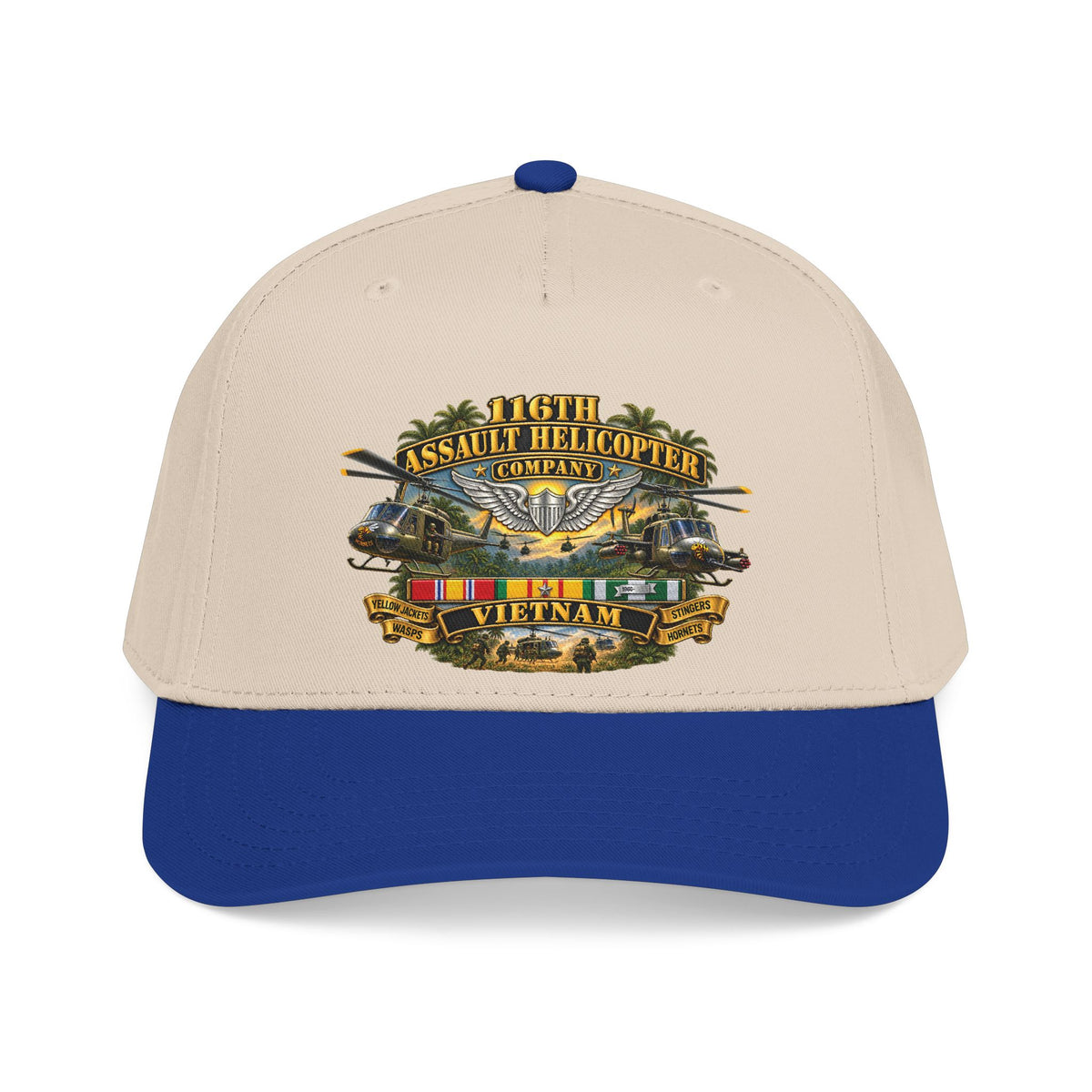Mid Profile Baseball Cap - Army - 116th Assault Helicopter Co w  Aviator Badge w VN SVC - HORNETS - 3D - Enhanced