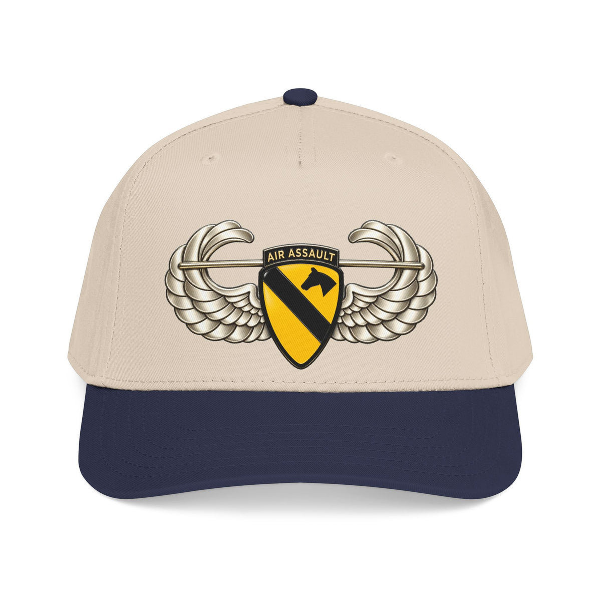 Mid Profile Baseball Cap — 1st Cavalry Division w Air Assault Tab on Airborne Badge wo Txt - 3D - Transparent
