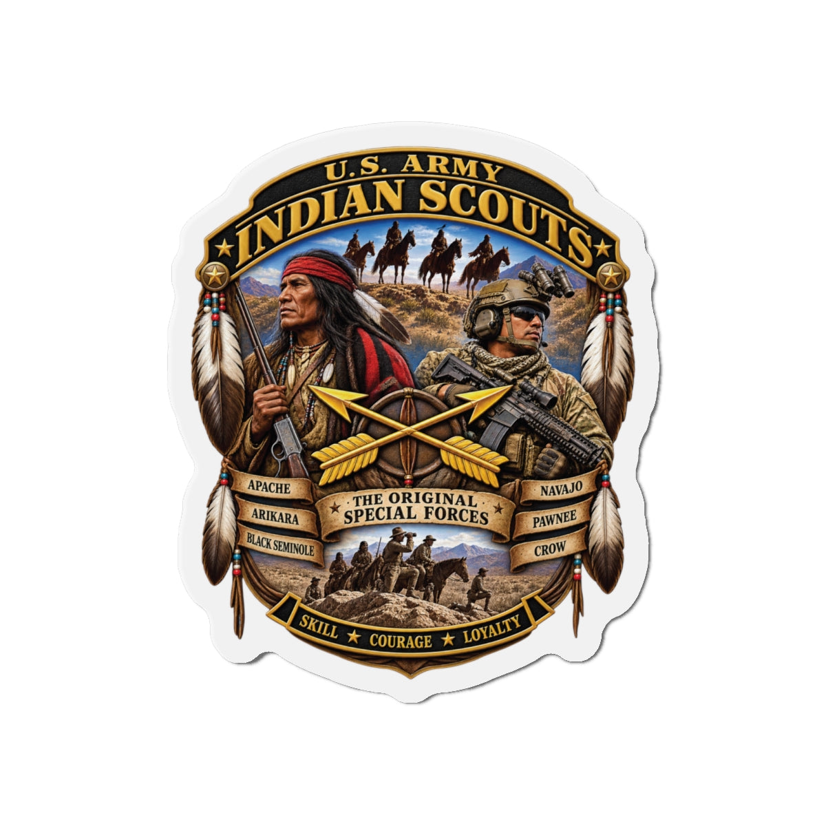Die-Cut Magnets — United States Indian Scouts (USS) - Original Special Forces - 3D - Enhanced
