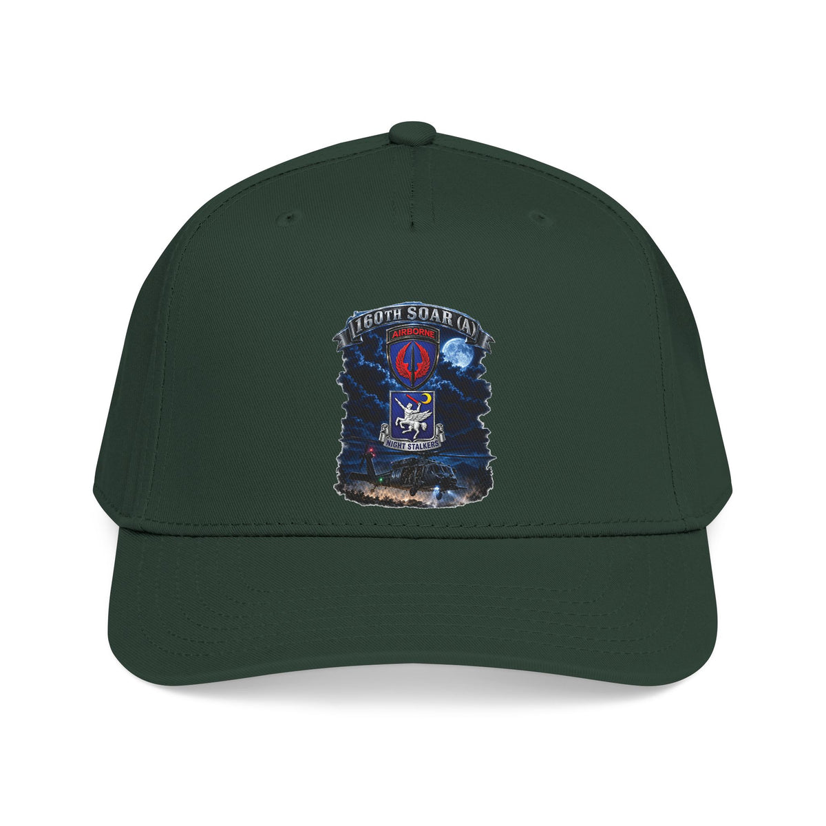 Mid Profile Baseball Cap - USASOAC - SSI, 160th Special Operations Regiment Airborne  DUI with Scene Blackhawk - 3D - Enhanced