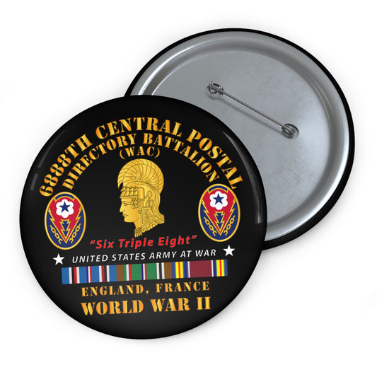 Custom Pin Button – Army - 6888th Central Postal Directory Battalion - WWII w EU SVC