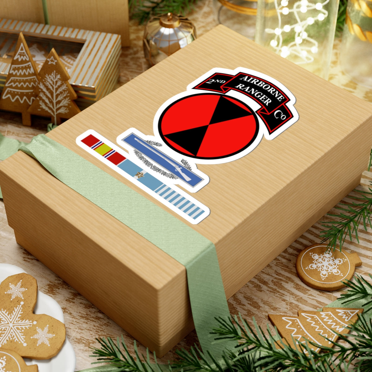 Kiss-Cut Stickers - 2nd Ranger Infantry Co - 7th ID SSI w CIB Korea Svc X 300