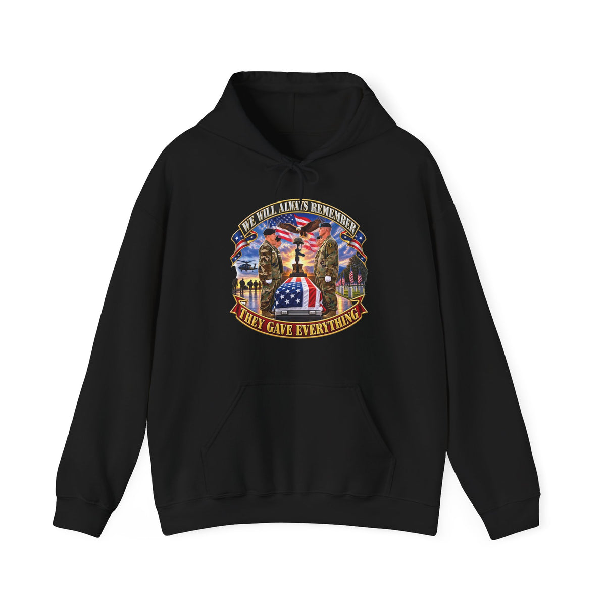 Hoodie — Emblem - We Will Always Remember - They Gave Everything - 3D - Enhanced