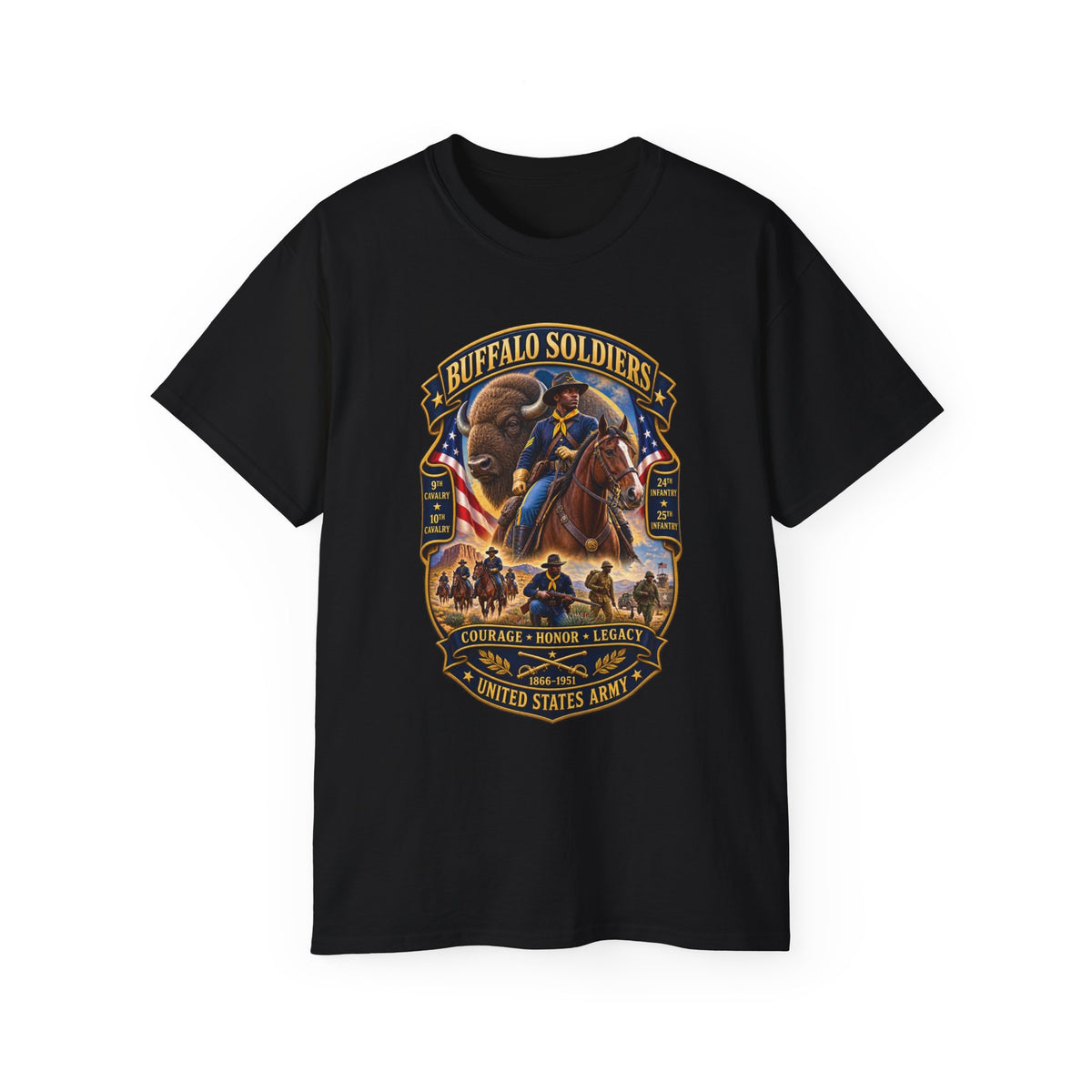 Unisex Ultra Cotton Tee - Overall Buffalo Soldiers Tribute - 3D - Enhanced