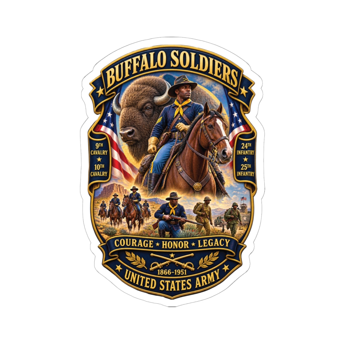 Kiss-Cut Stickers - Overall Buffalo Soldiers Tribute - 3D - Enhanced