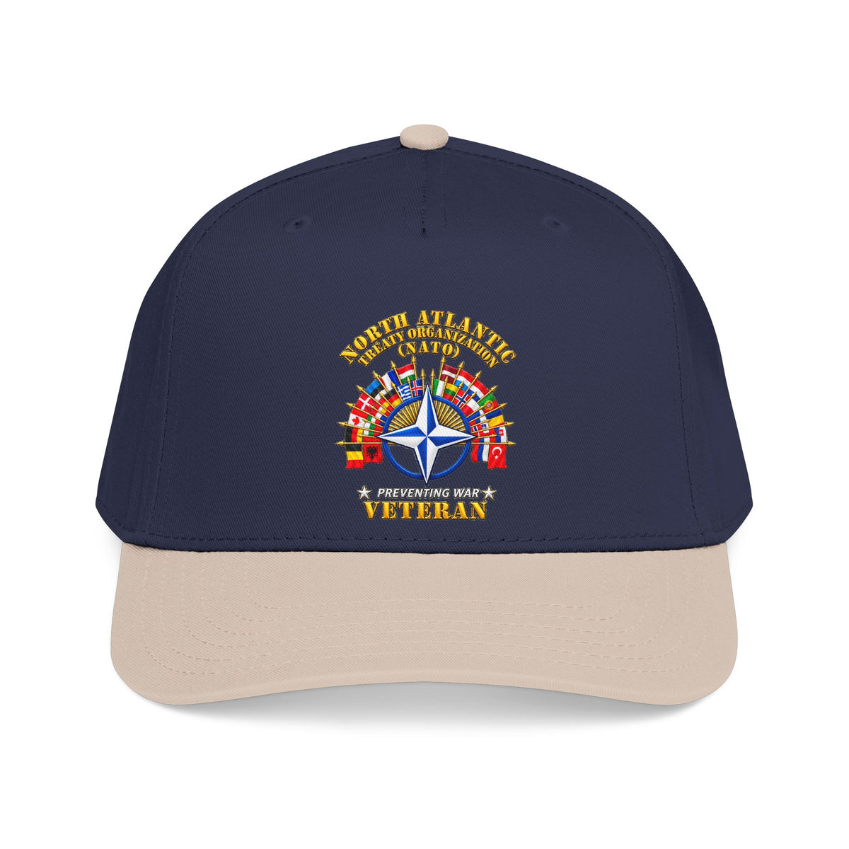 Mid Profile Baseball Cap - NATO - Polished NATO Veteran - with flags - 3D - Transparent