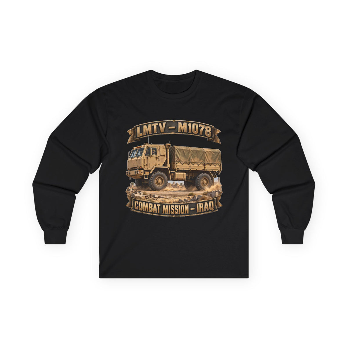 Unisex Ultra Cotton Long Sleeve Tee - Army - LMTV - 1078 - Combat Mission - Iraq - 3D - Enhanced