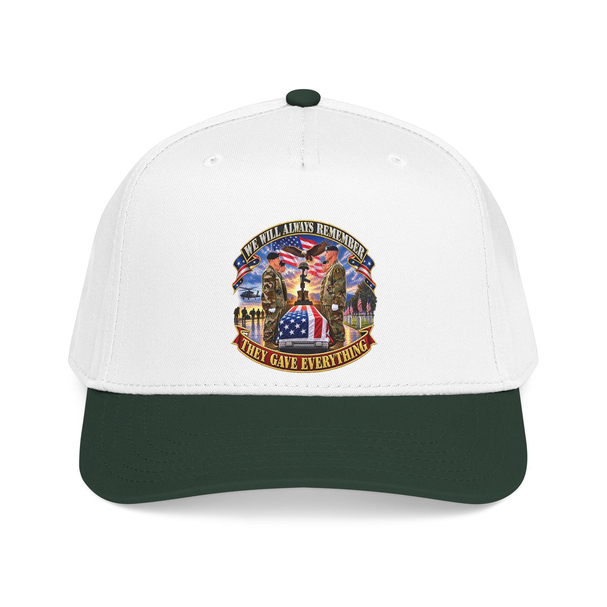 Mid Profile Baseball Cap - Emblem - We Will Always Remember - They Gave Everything - 3D - Enhanced