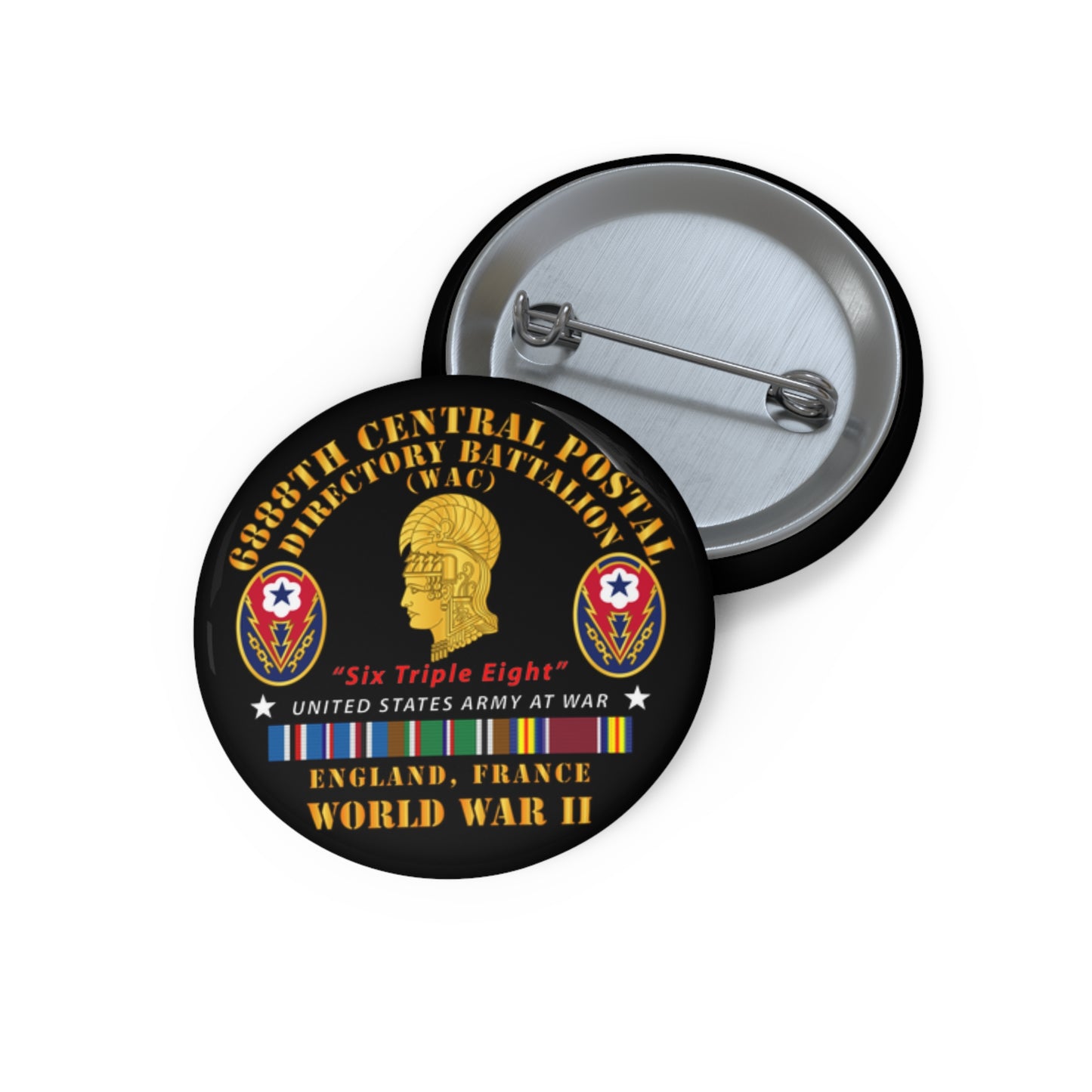 Custom Pin Button – Army - 6888th Central Postal Directory Battalion - WWII w EU SVC