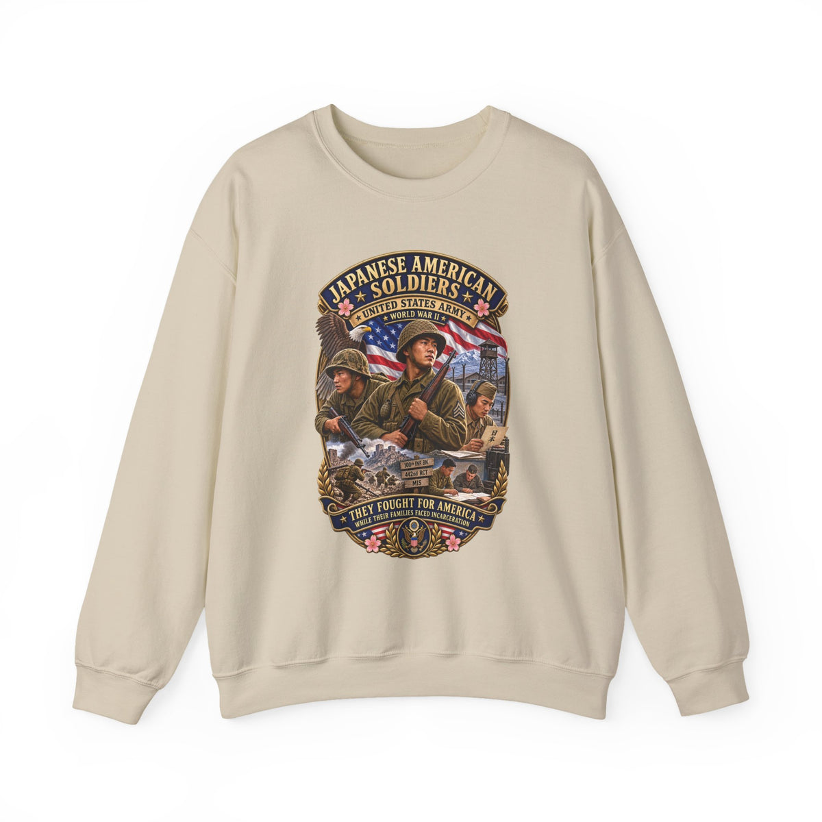 Crewneck Sweatshirt - Japanese American WWII Soldiers - 3D - Enhanced