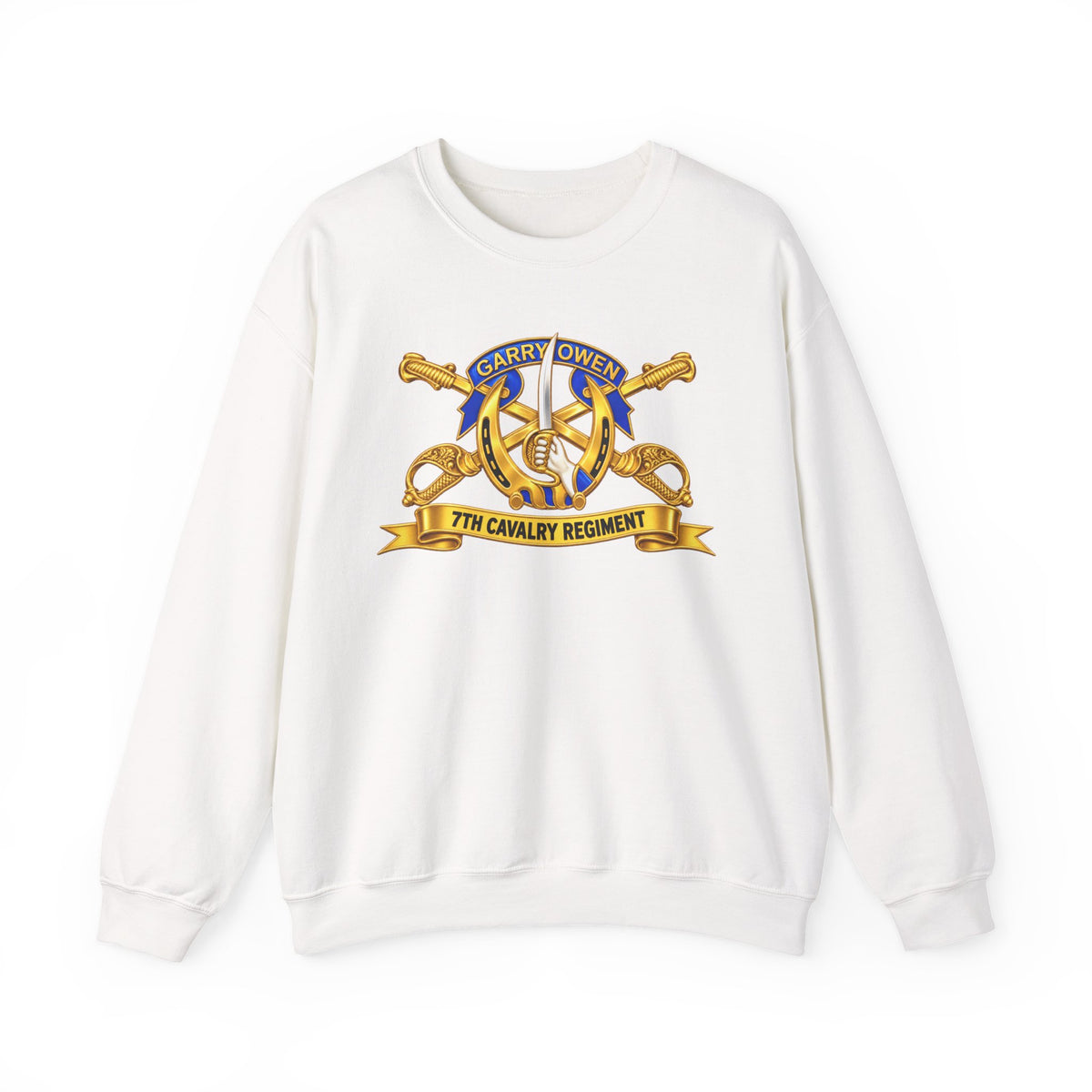 Crewneck Sweatshirt - 7th Cavalry Regiment - DUI, Br, Ribbon wo Scene - 3D - Transparent