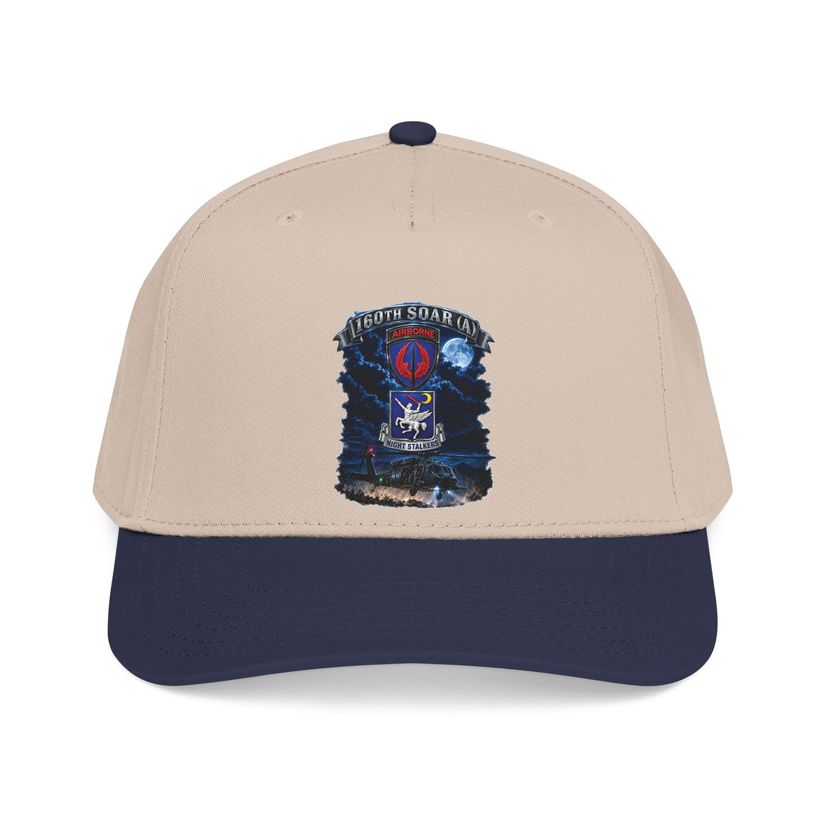 Mid Profile Baseball Cap - USASOAC - SSI, 160th Special Operations Regiment Airborne  DUI with Scene Blackhawk - 3D - Enhanced