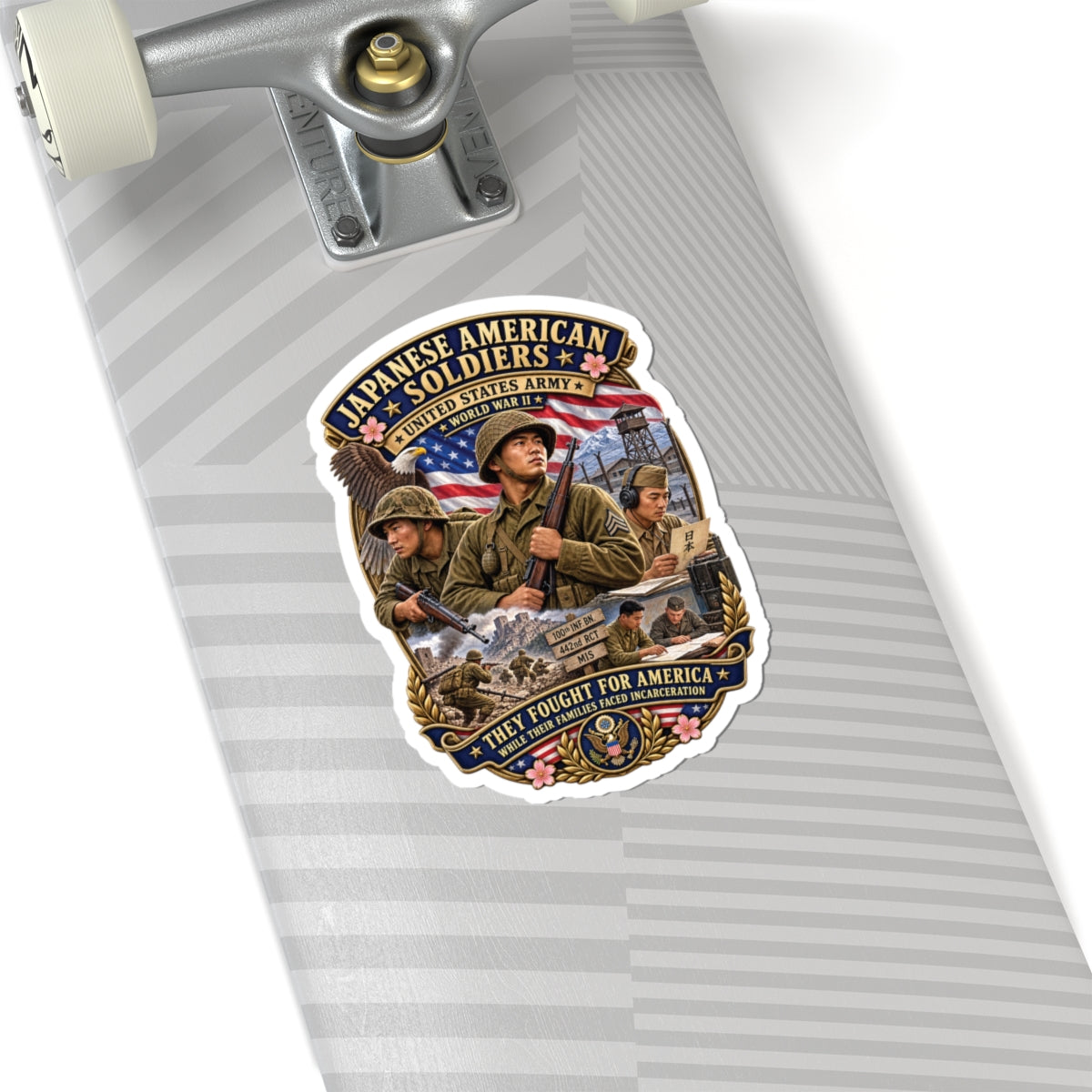 Kiss-Cut Stickers - Japanese American WWII Soldiers - 3D - Enhanced