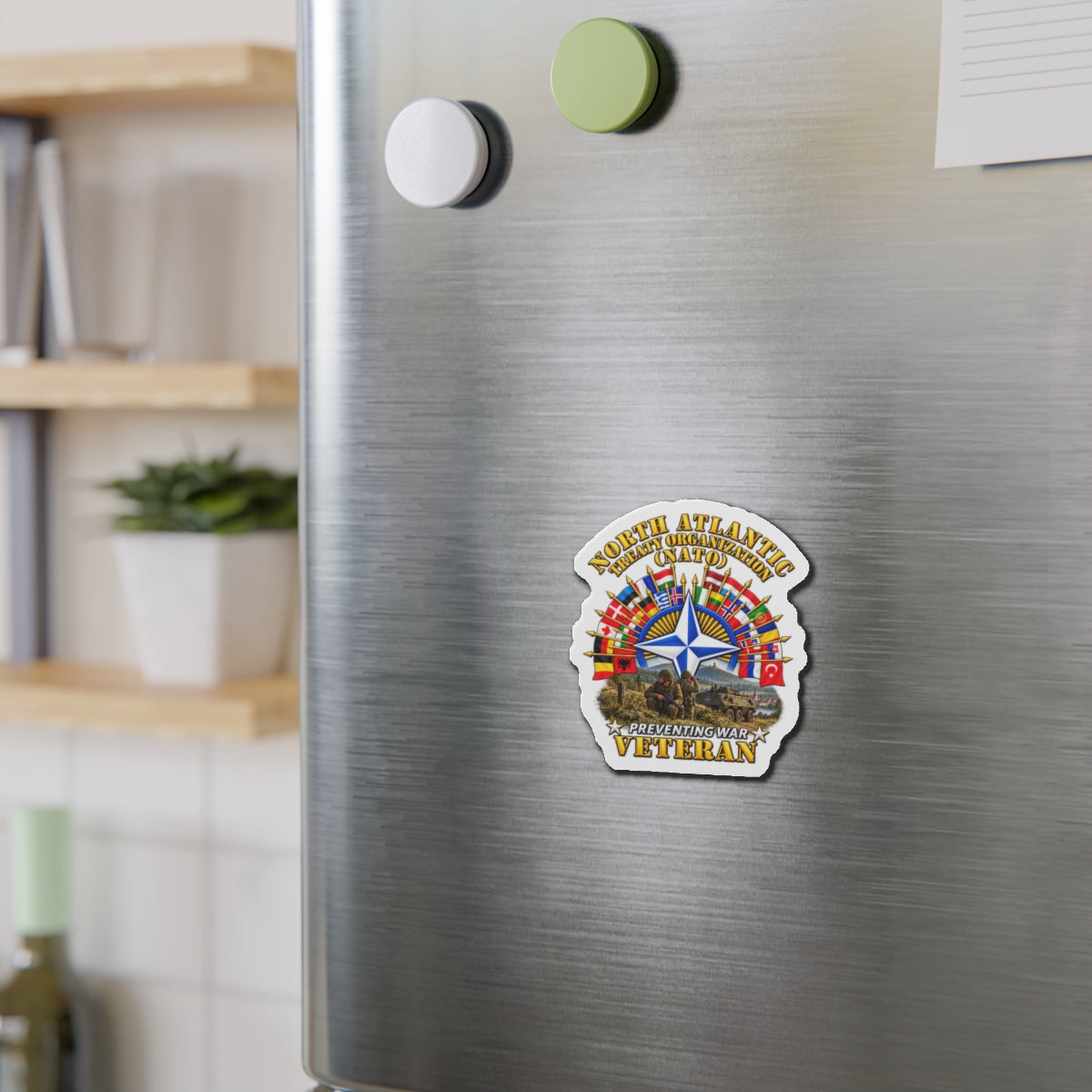 Die-Cut Magnets — NATO - Polished NATO Veteran - with flags - Military Scene - 3D - Transparent