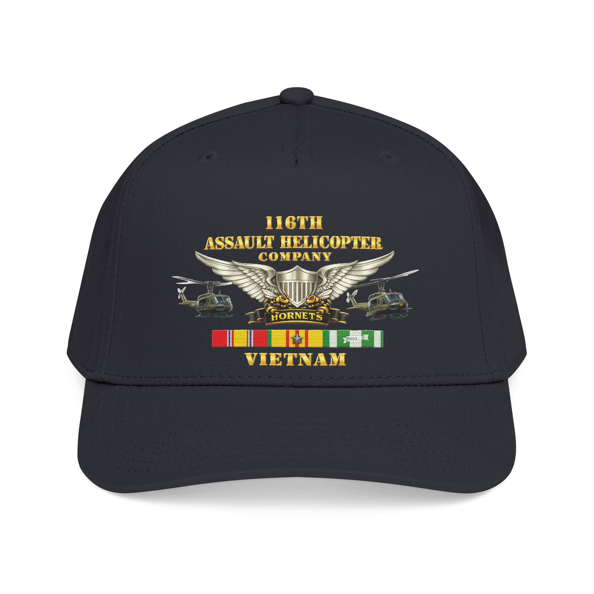 Mid Profile Baseball Cap - Army - 116th Assault Helicopter Co w  Aviator Badge w VN SVC - HORNETS - Side X Side - 3D - Enhanced