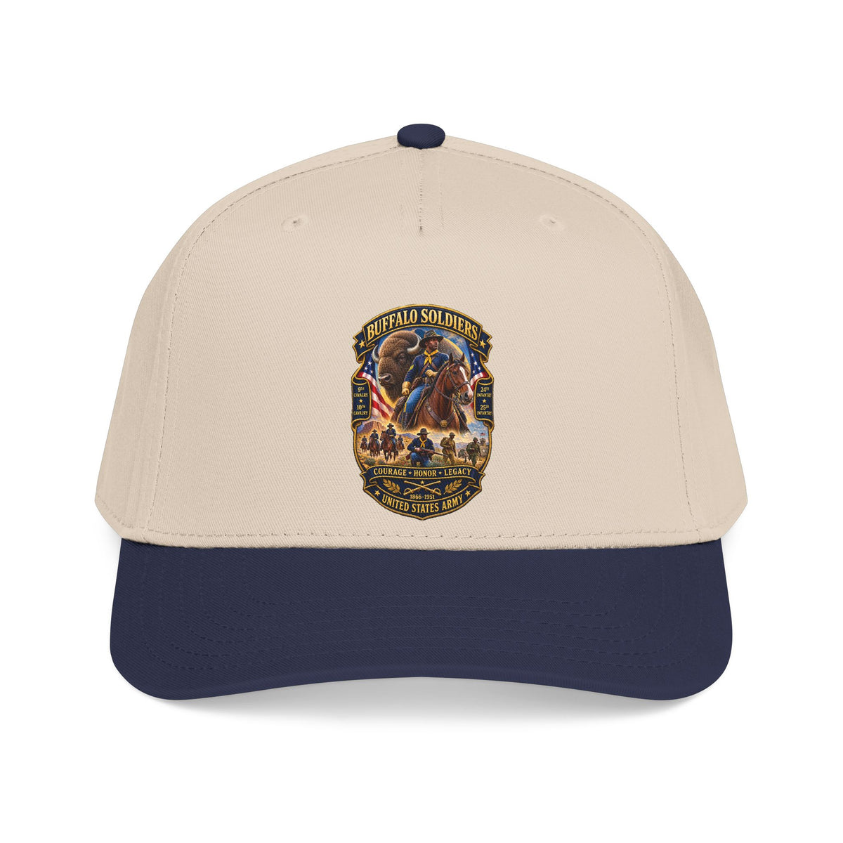Mid Profile Baseball Cap - Overall Buffalo Soldiers Tribute - 3D - Enhanced