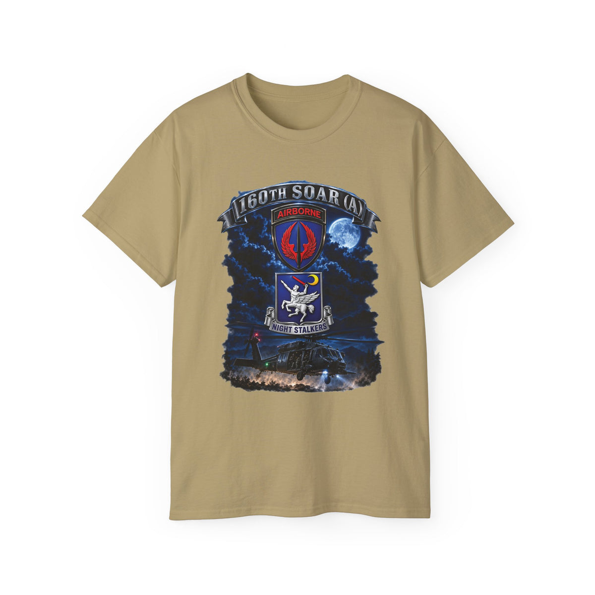 Unisex Ultra Cotton Tee - USASOAC - SSI, 160th Special Operations Regiment Airborne  DUI with Scene Blackhawk - 3D - Enhanced