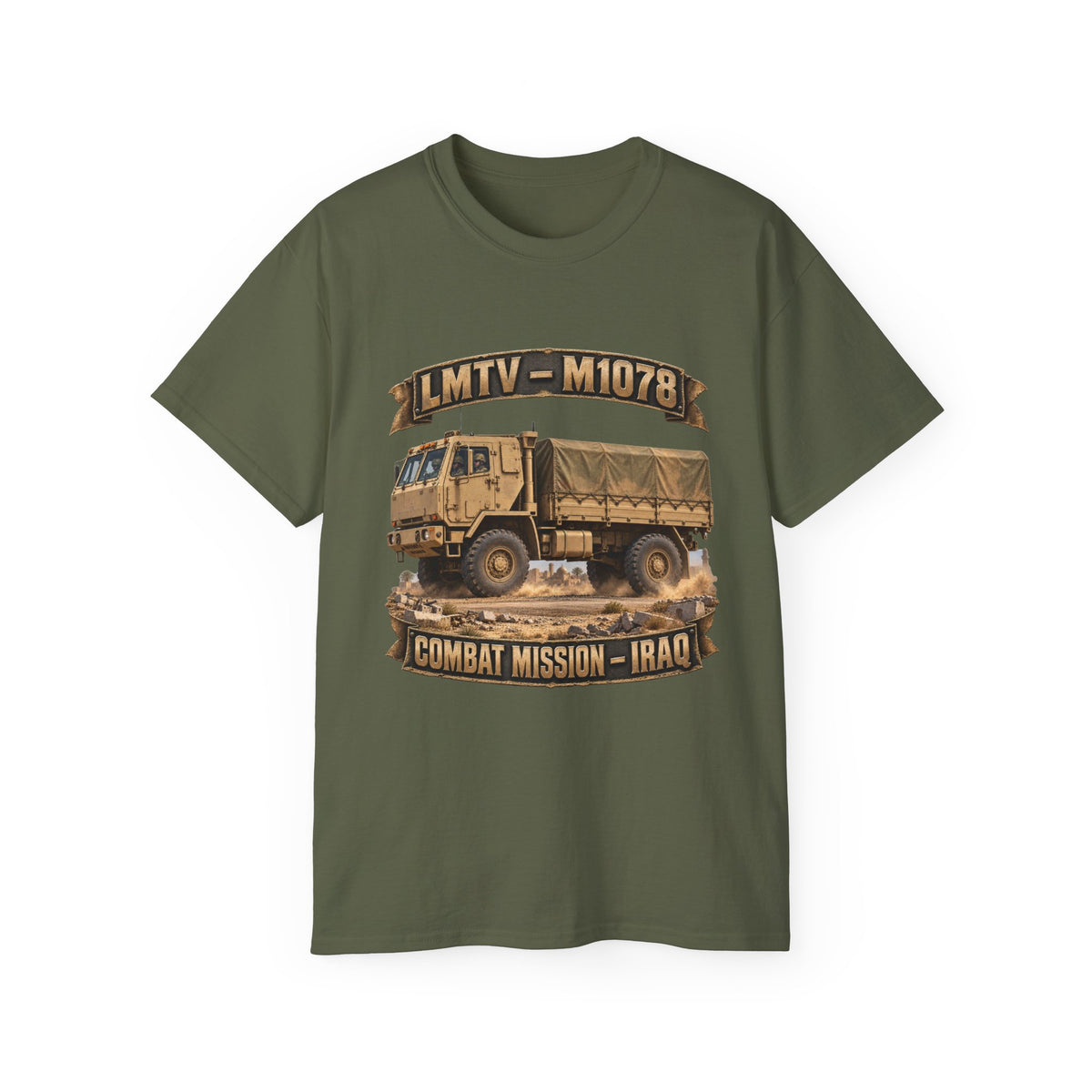 Unisex Ultra Cotton Tee - Army - LMTV - 1078 - Combat Mission - Iraq - 3D - Enhanced