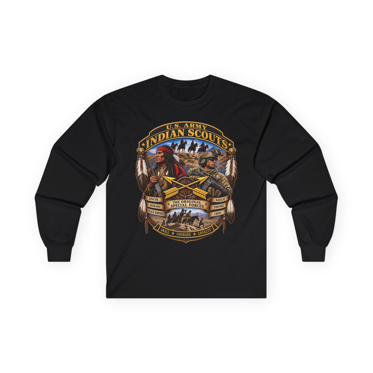 Unisex Ultra Cotton Long Sleeve Tee - United States Indian Scouts (USS) - Original Special Forces - 3D - Enhanced