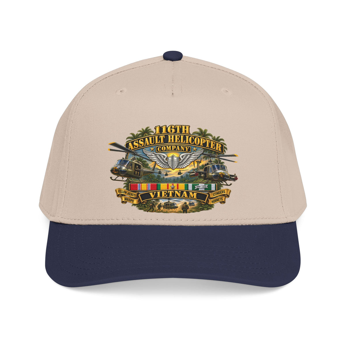 Mid Profile Baseball Cap - Army - 116th Assault Helicopter Co w  Aviator Badge w VN SVC - HORNETS - 3D - Enhanced