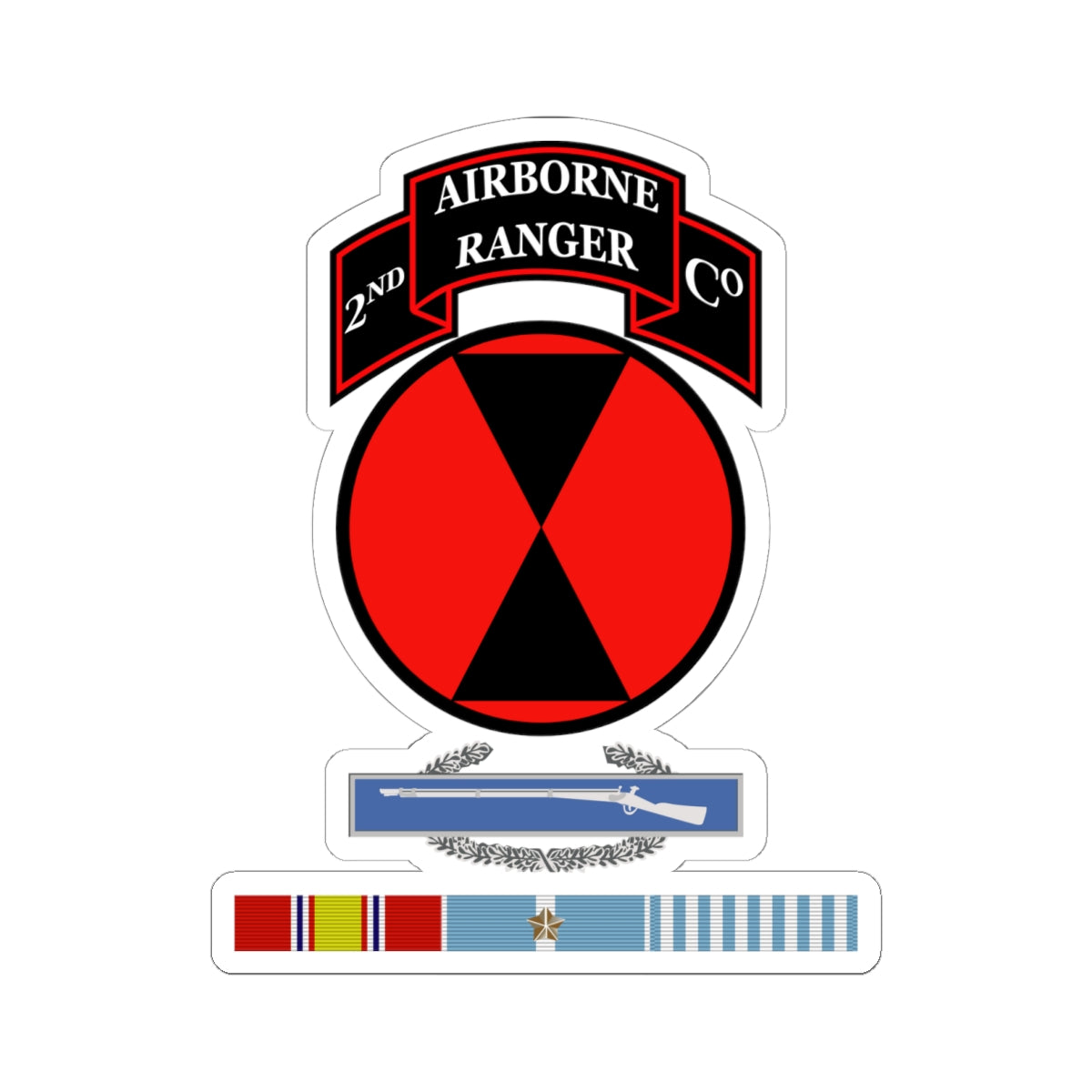 Kiss-Cut Stickers - 2nd Ranger Infantry Co - 7th ID SSI w CIB Korea Svc X 300