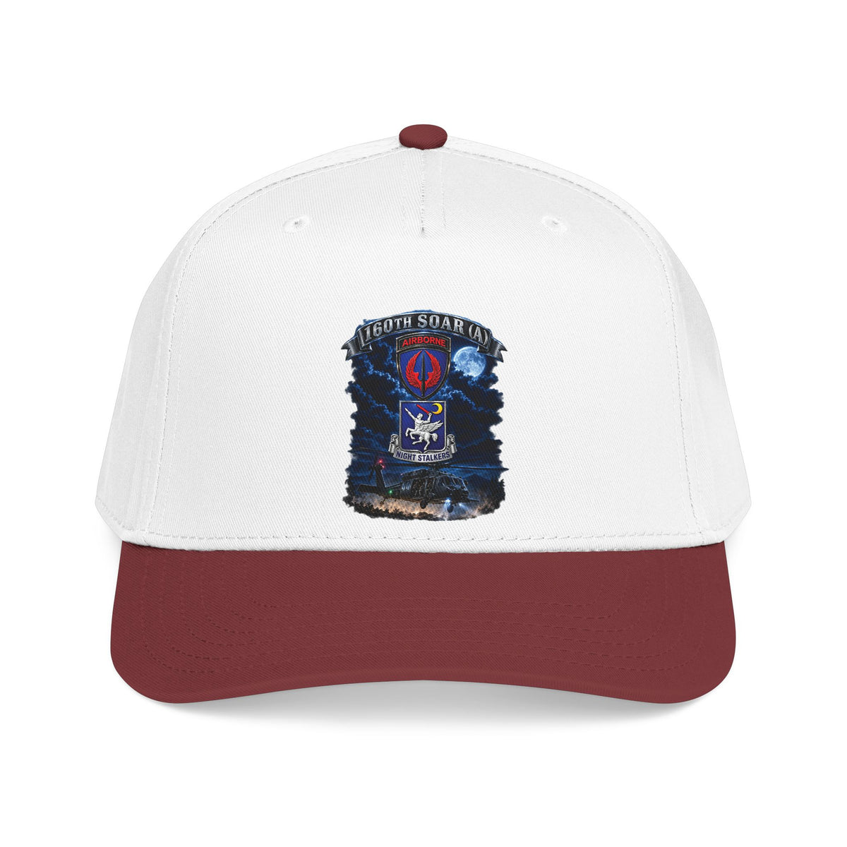 Mid Profile Baseball Cap - USASOAC - SSI, 160th Special Operations Regiment Airborne  DUI with Scene Blackhawk - 3D - Enhanced