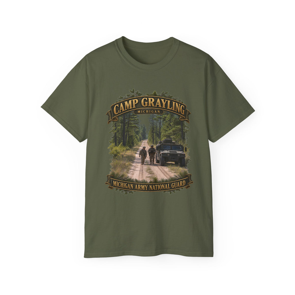 Unisex Ultra Cotton Tee - Camp Grayling, MI - MIARNG - 3D - Enhanced