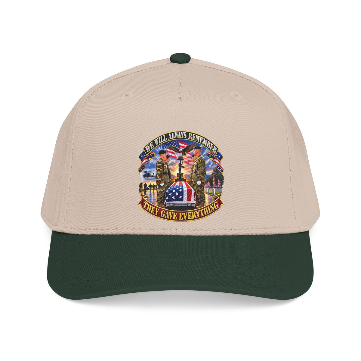 Mid Profile Baseball Cap - Emblem - We Will Always Remember - They Gave Everything - 3D - Enhanced