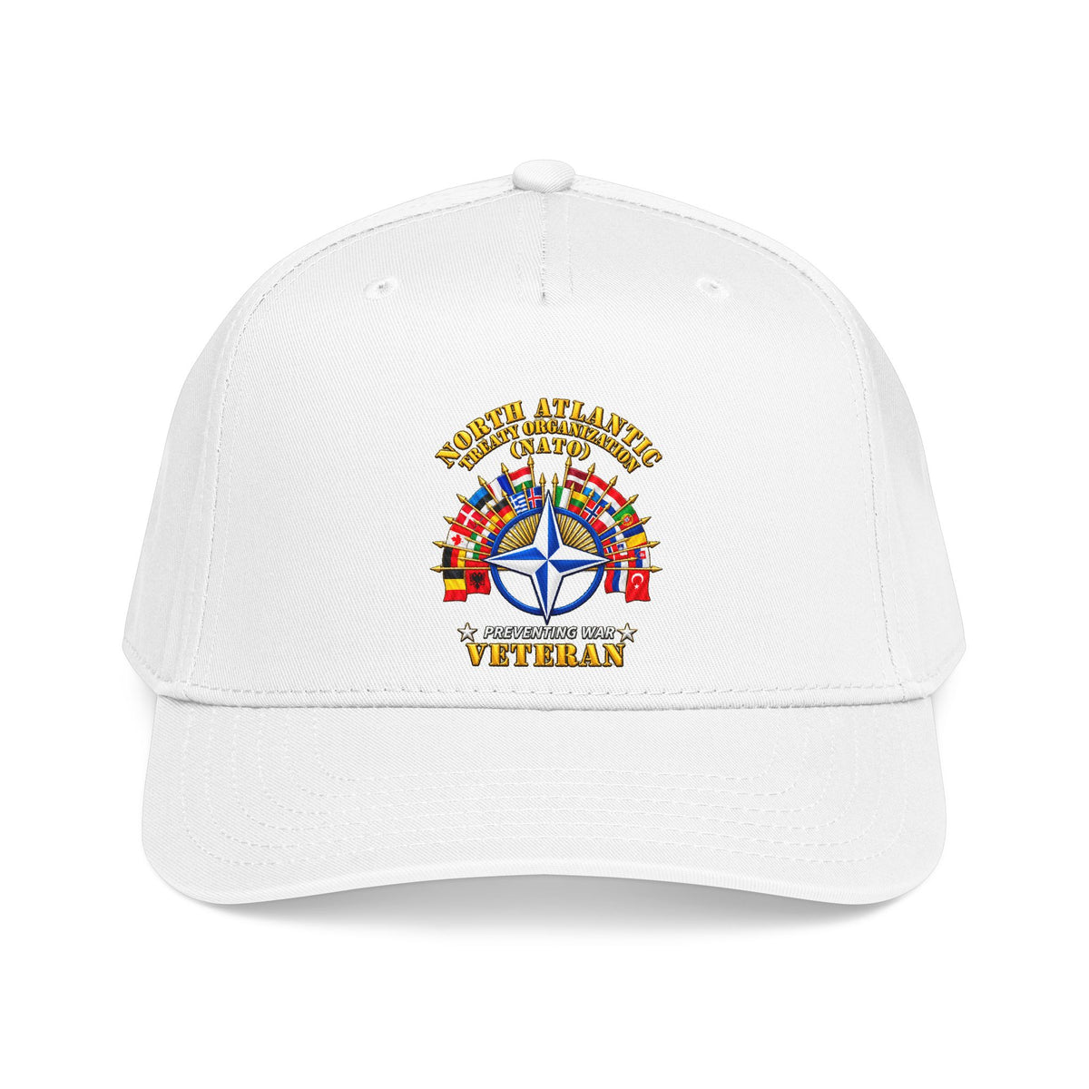 Mid Profile Baseball Cap - NATO - Polished NATO Veteran - with flags - 3D - Transparent