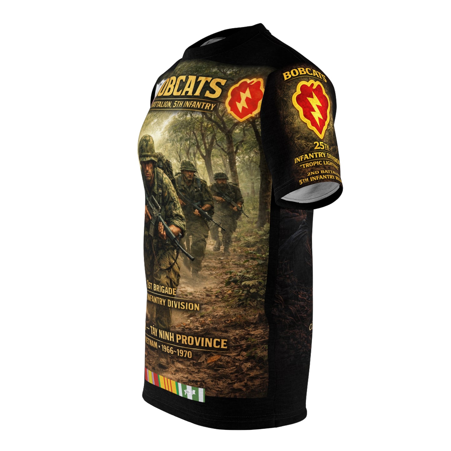 2nd Battalion, 5th Infantry Regiment (Bobcats) Tribute Tee — Patrol and Night Perimeter in Cu Chi, Tây Ninh Province, Vietnam War