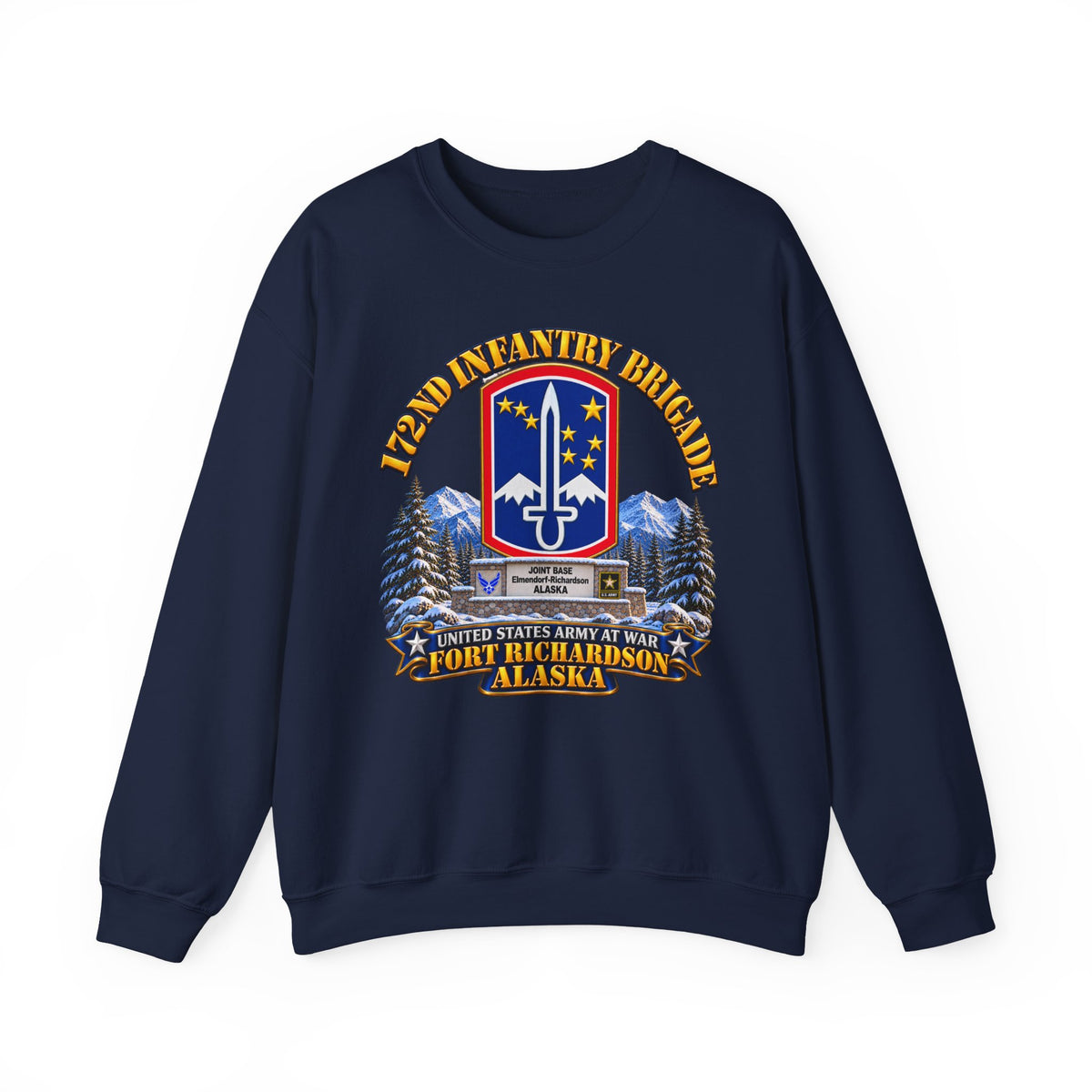 Crewneck Sweatshirt - 172nd Infantry Brigade - Ft Richardson, Alaska - 3D - Enhanced