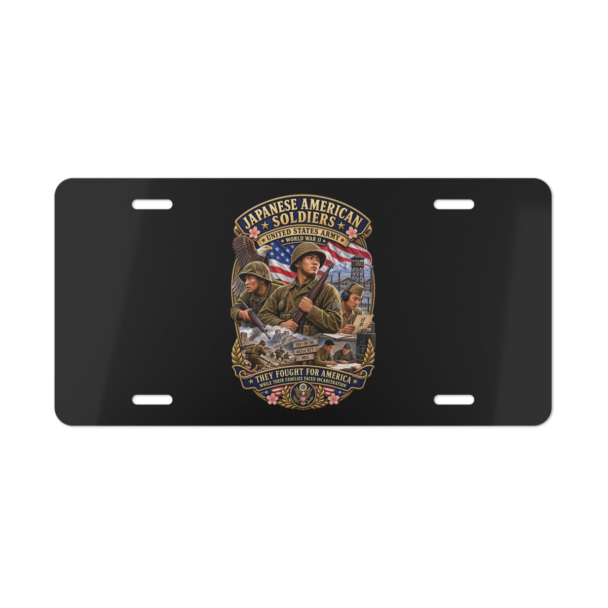 Vanity License Plate - Japanese American WWII Soldiers - 3D - Enhanced