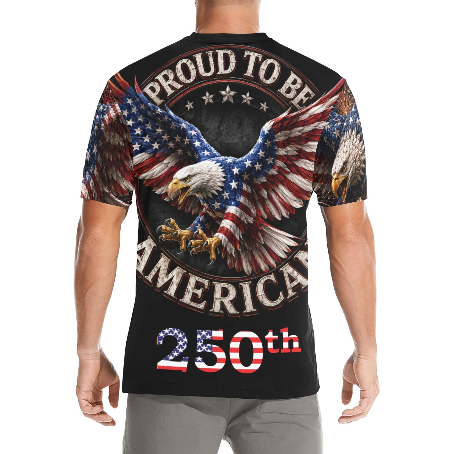 Proud to be American - 250th anniversary w Fireworks Men's All Over Print Crew Neck T-Shirt