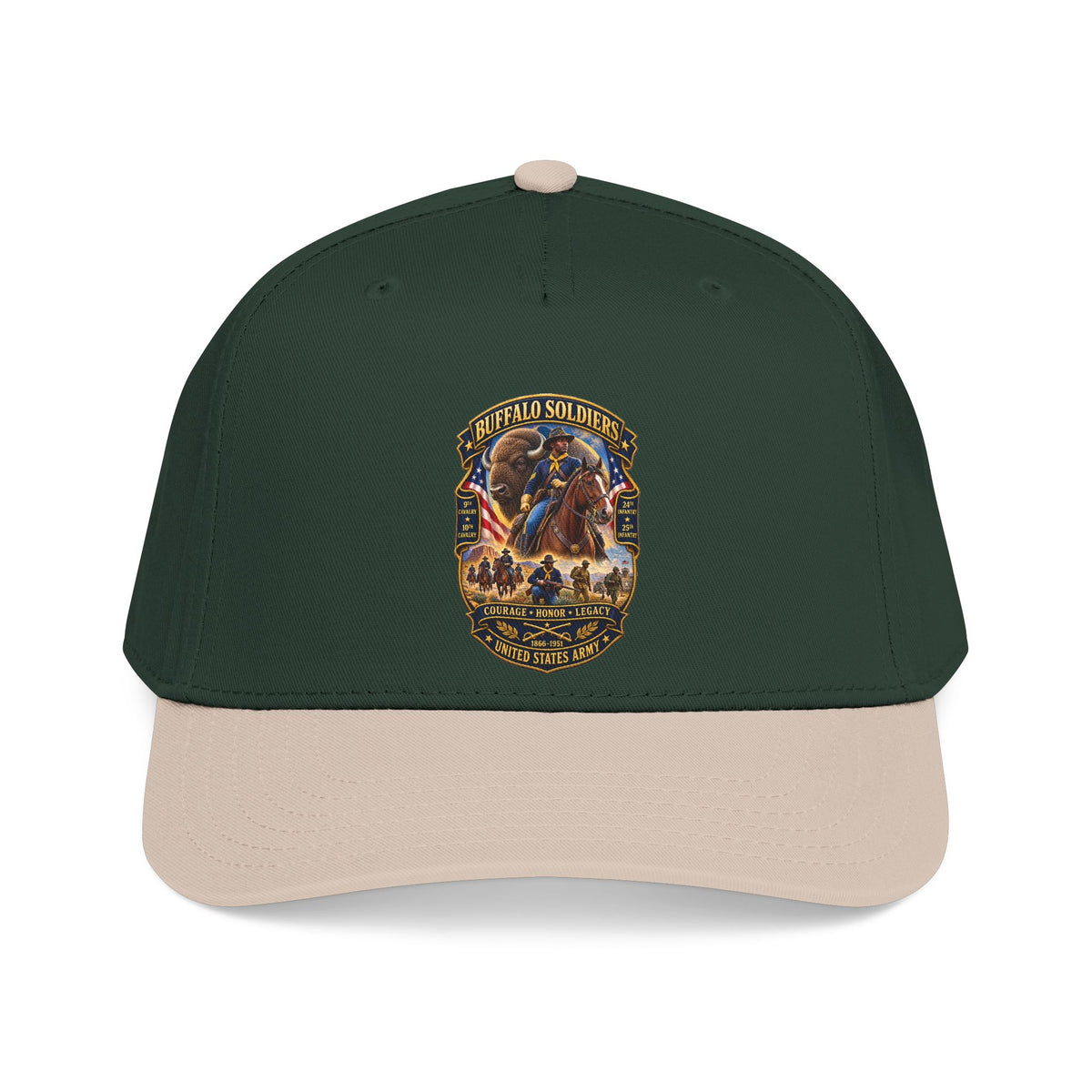 Mid Profile Baseball Cap - Overall Buffalo Soldiers Tribute - 3D - Enhanced