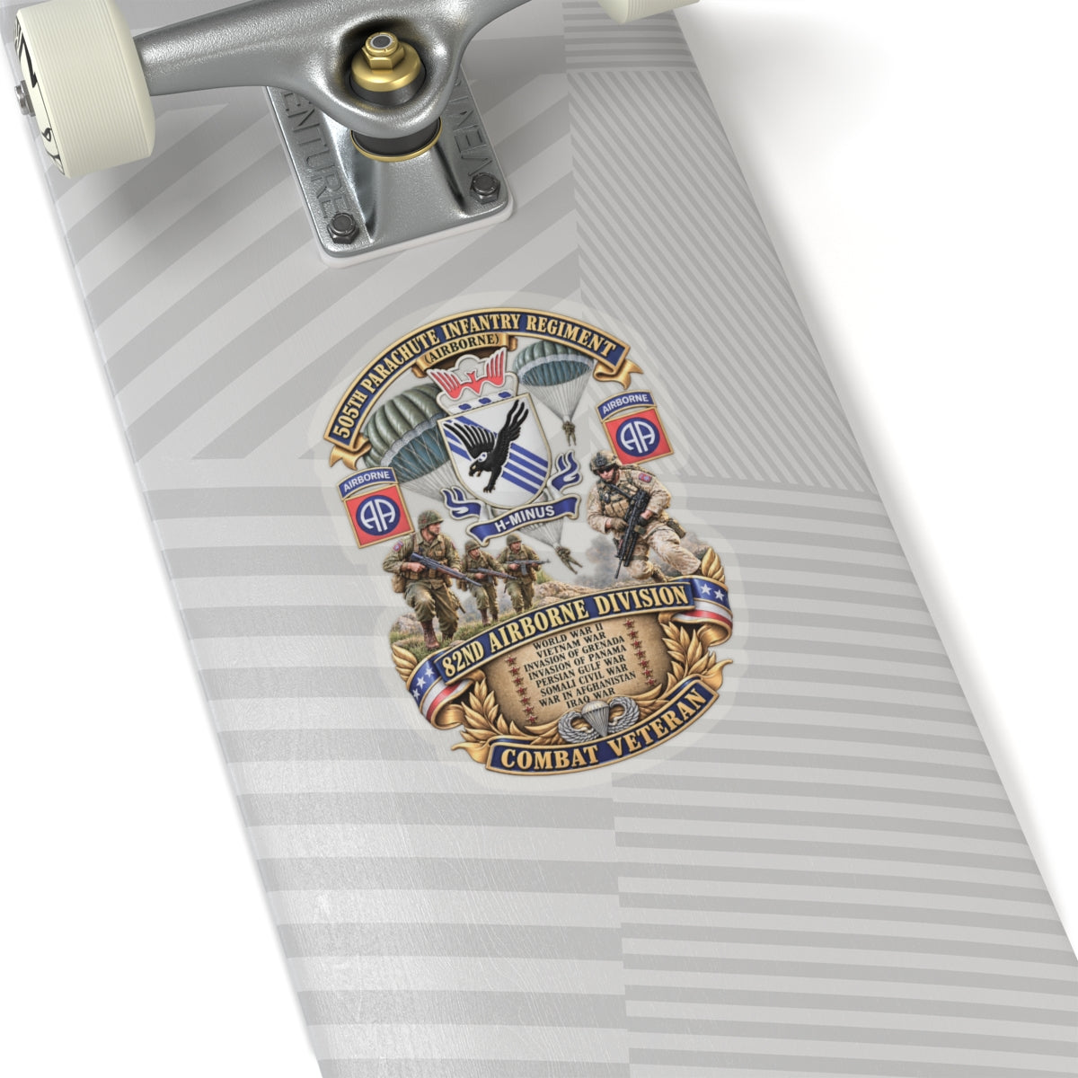 Kiss-Cut Stickers - Army - Combat Vet w 505th PIR - 82nd Airborne  w Campaigns - Soldiers - SSI - 3D - Enhanced