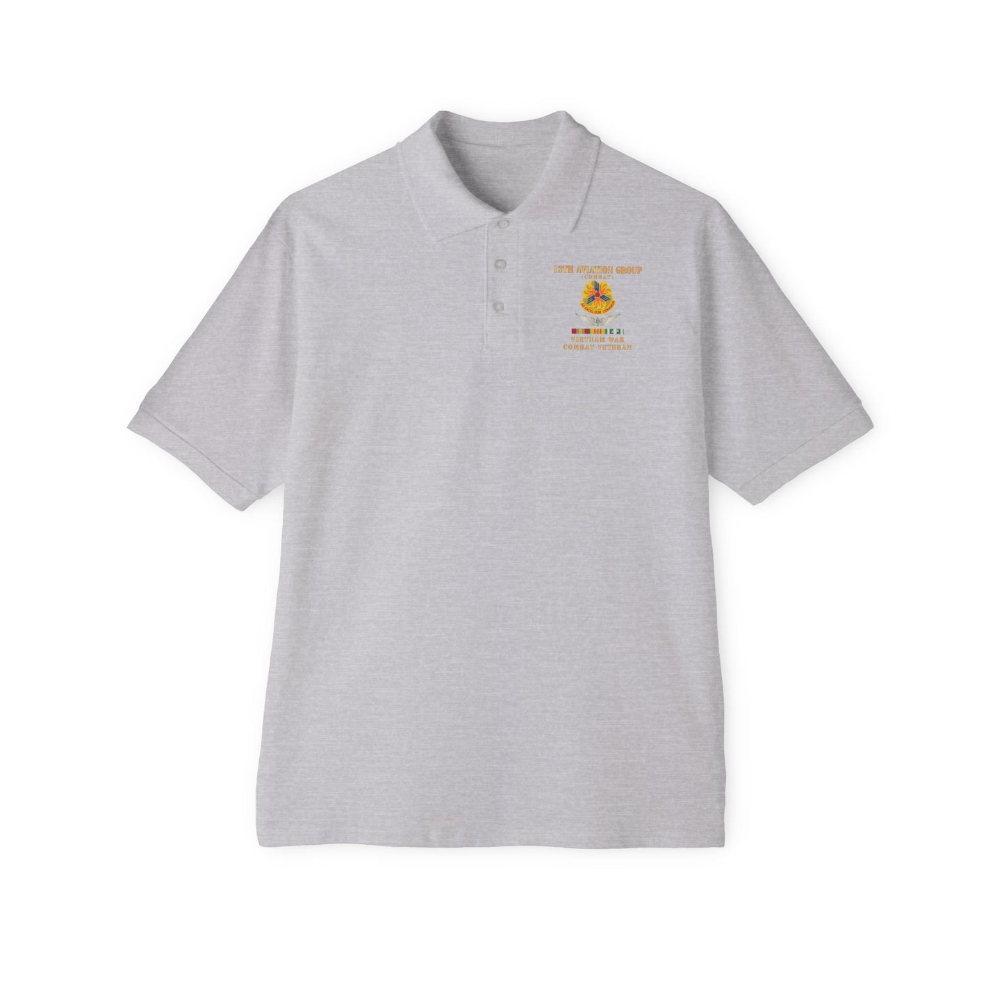 Men's Casual Piqué Polo - Army - 12th  AVN Group, Combat -  DUI - Aircrew, Vietnam War - Veteran VN SVC X 300