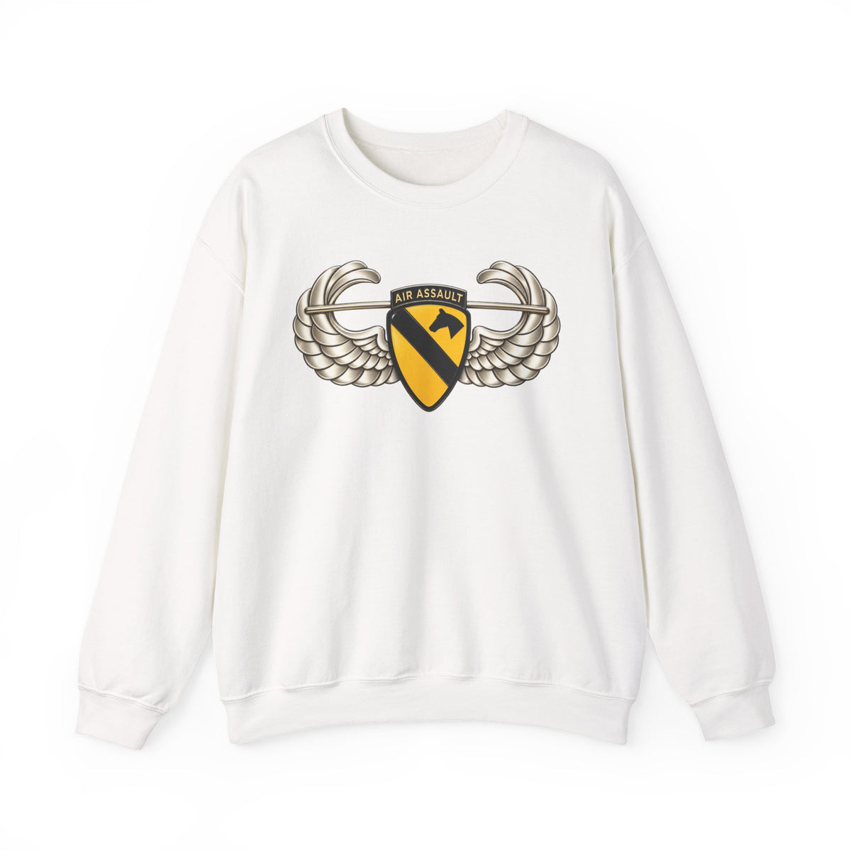 Crewneck Sweatshirt - 1st Cavalry Division w Air Assault Tab on Airborne Badge wo Txt - 3D - Transparent