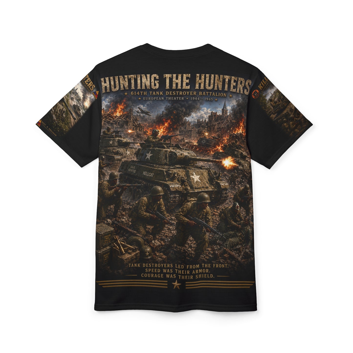 614th Tank Destroyer Battalion - World War II - Tribute Tee — "Hunting the Hunters"