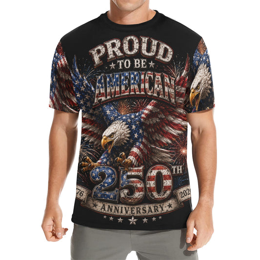 Proud to be American - 250th anniversary w Fireworks Men's All Over Print Crew Neck T-Shirt