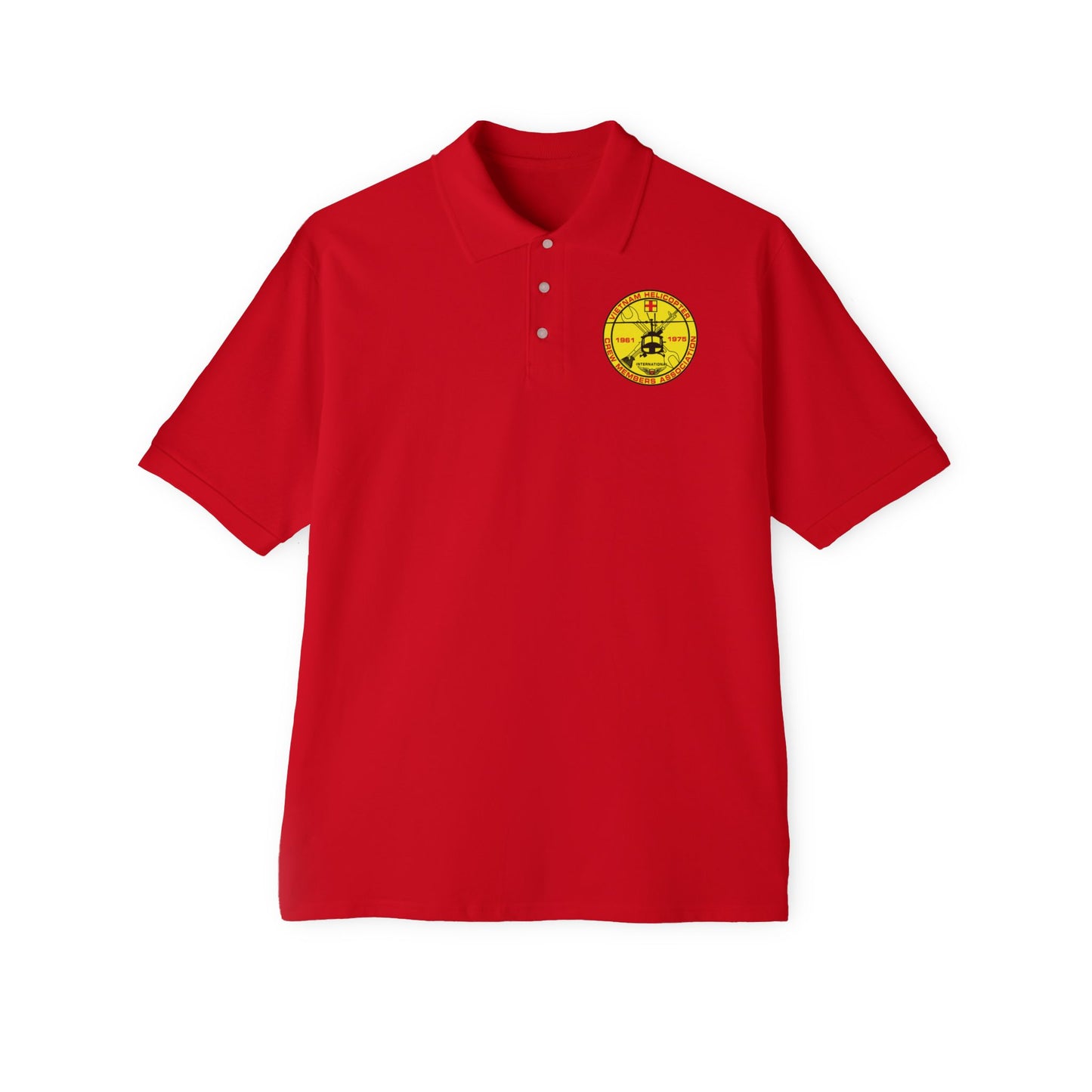 Men's Casual Piqué Polo - Vietnam Helicopter