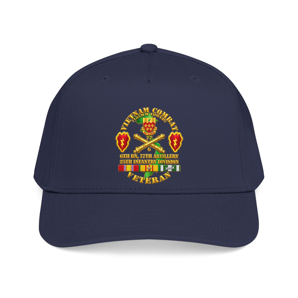 Mid Profile Baseball Cap - Army - Vietnam Combat Veteran w 6th Bn 77th Artillery DUI -25th Infantry Div - 3D - Transparent