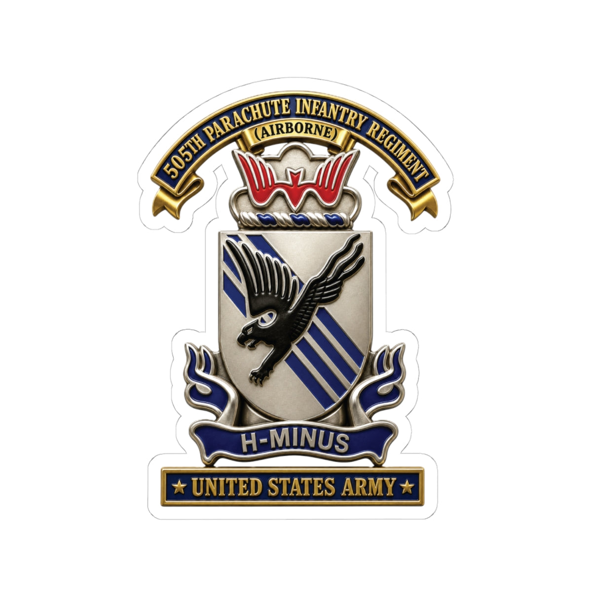 Kiss-Cut Stickers - Army - 505th Parachute Infantry Regiment (PIR) - DUI - United States Army - 3D - Enhanced