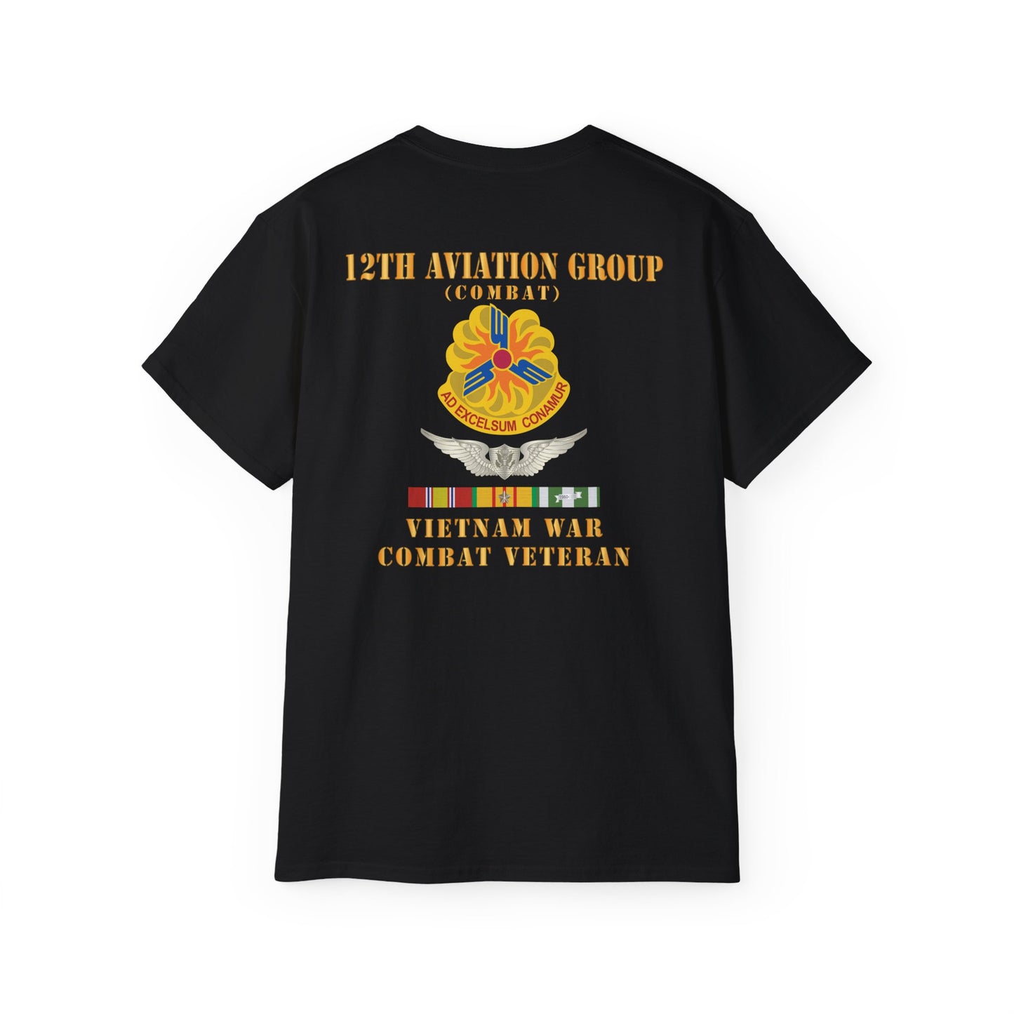 Unisex Ultra Cotton Tee - Army - 12th  AVN Group, Combat -  DUI - Aircrew, Vietnam War - Veteran VN SVC X 300