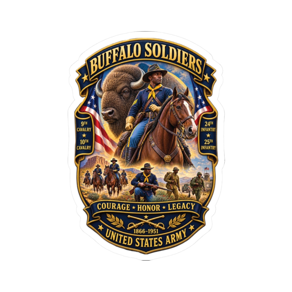 Kiss-Cut Stickers - Overall Buffalo Soldiers Tribute - 3D - Enhanced