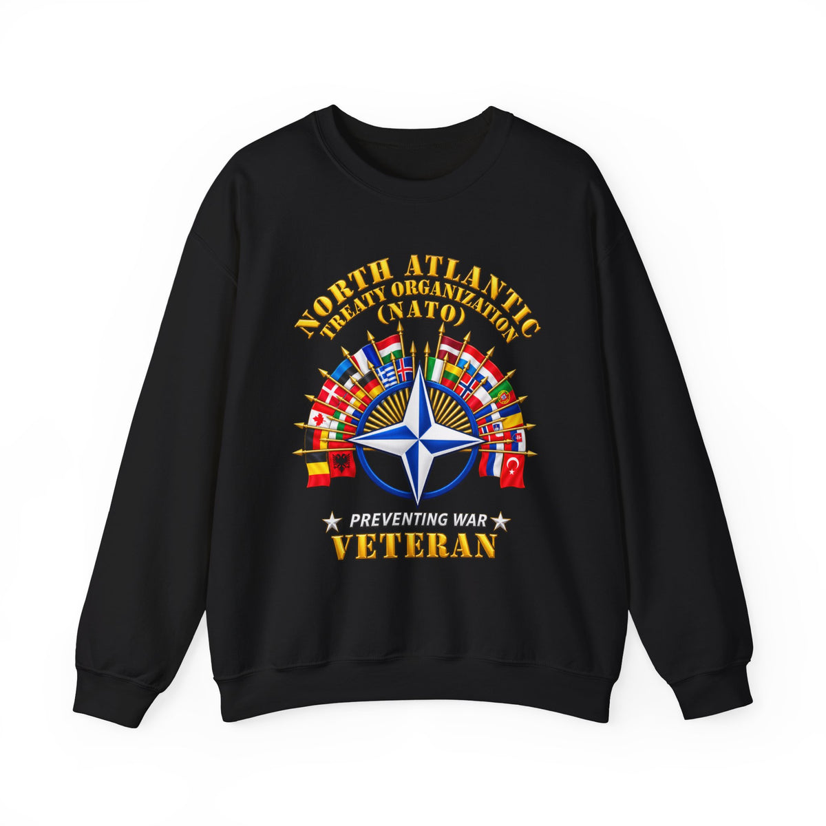 Crewneck Sweatshirt - NATO - Polished NATO Veteran - with flags - 3D - Transparent