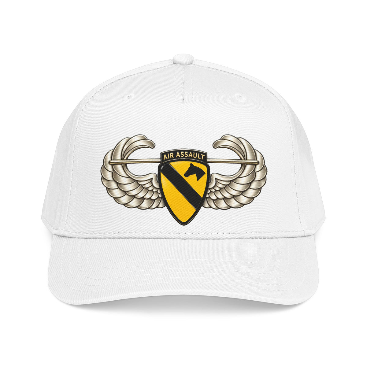 Mid Profile Baseball Cap — 1st Cavalry Division w Air Assault Tab on Airborne Badge wo Txt - 3D - Transparent