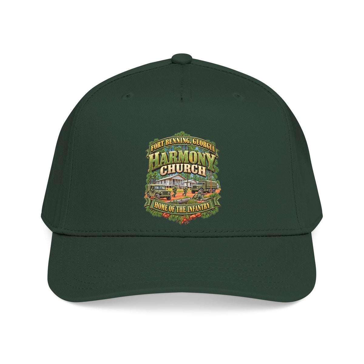 Mid Profile Baseball Cap - Fort Benning, Georgia, Harmony Church - Home of the Infantry - 3D - Enhanced