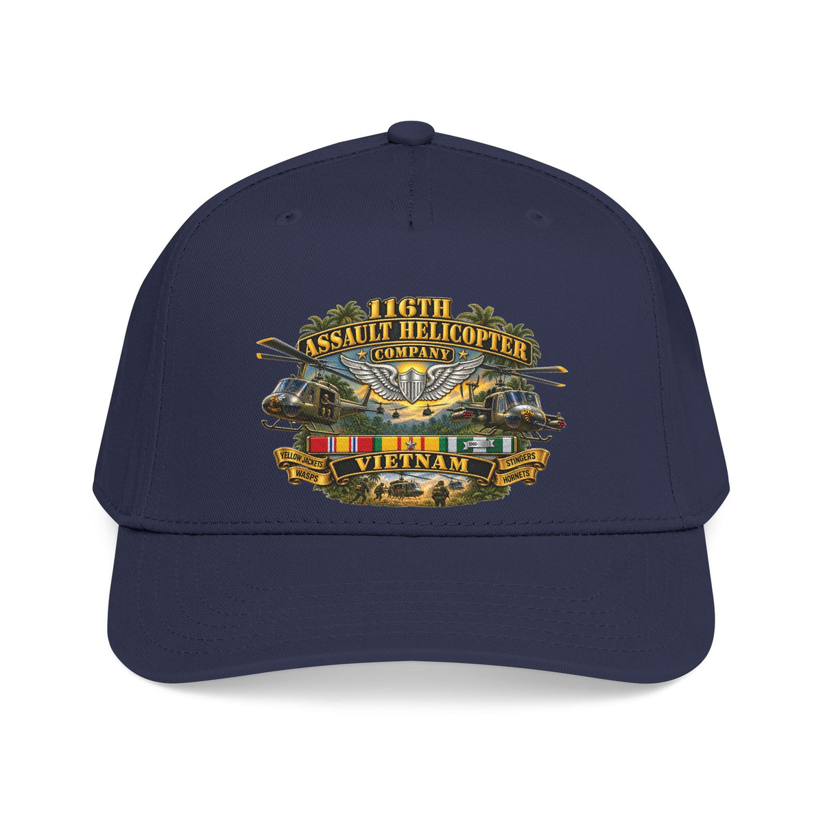 Mid Profile Baseball Cap - Army - 116th Assault Helicopter Co w  Aviator Badge w VN SVC - HORNETS - 3D - Enhanced
